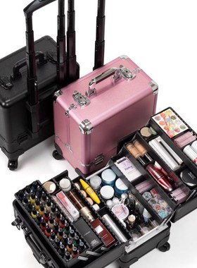 专业纹绣化妆师跟妆工具箱半永久上门美睫美甲拉杆化妆箱多层大号