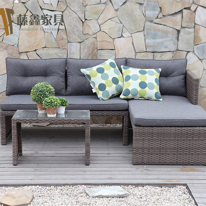 户外藤编沙发组合花园酒店露台客厅庭院休闲藤沙发藤编仿藤椅家具