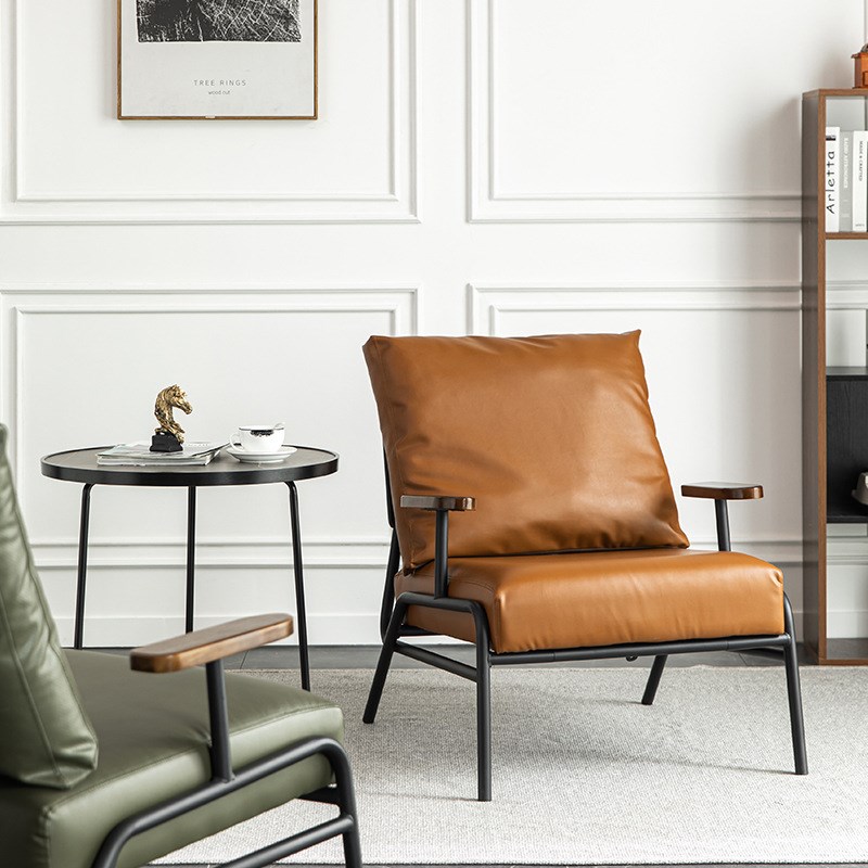 现代极简铁艺单人会客沙发椅办公商务酒店售楼洽谈接待室茶几组合
