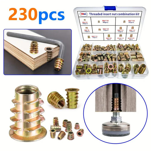 跨境130pcs140pcs/230pcs锌合金内外牙家具螺母套装预埋螺帽盒装