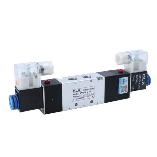 OLK欧雷凯气动电磁阀4V330C/E/P-08-10三位五通中封中泄中压换向