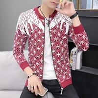 Áo len mỏng mùa thu nam xu hướng Hàn Quốc cổ tròn áo len dài tay nam màu xanh lá cây học sinh nam - Cardigan quần áo thể thao