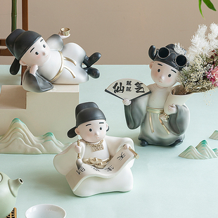 古风李白治愈系情绪小摆件工位办公桌面装 饰儿童房间创意生日礼物