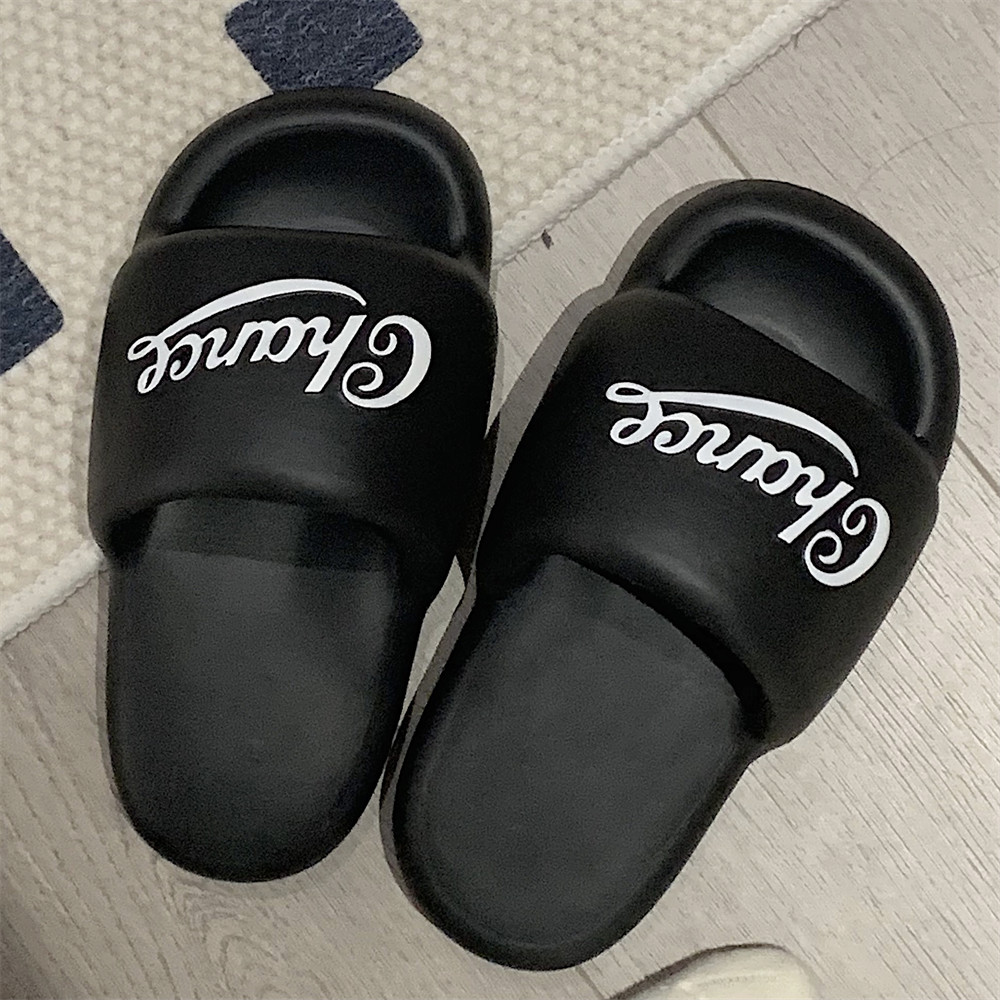 英文拖鞋夏季男士时尚室内外ins潮酷女士eva软底学生创意凉拖鞋