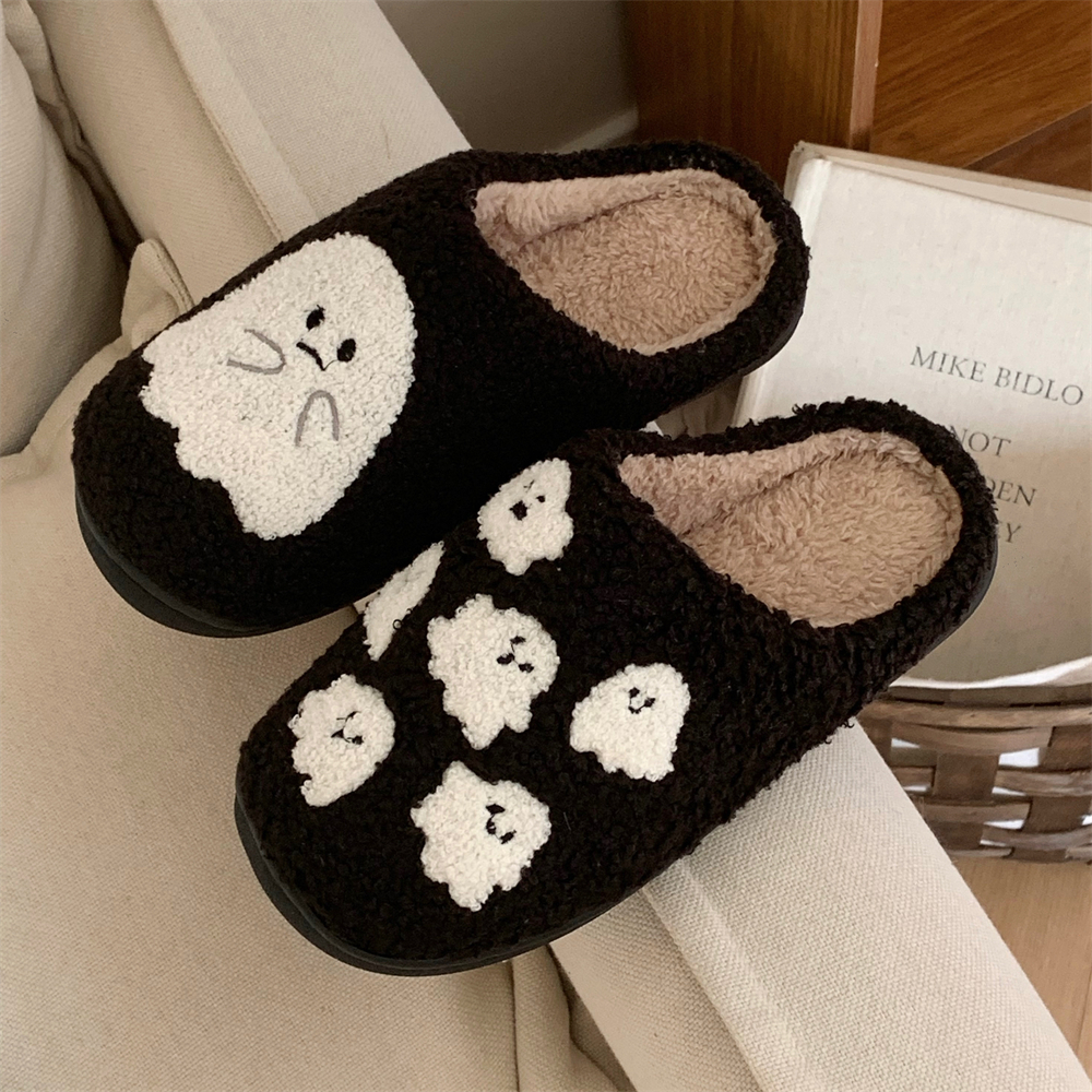 保暖可爱小幽灵万圣节毛绒月子鞋