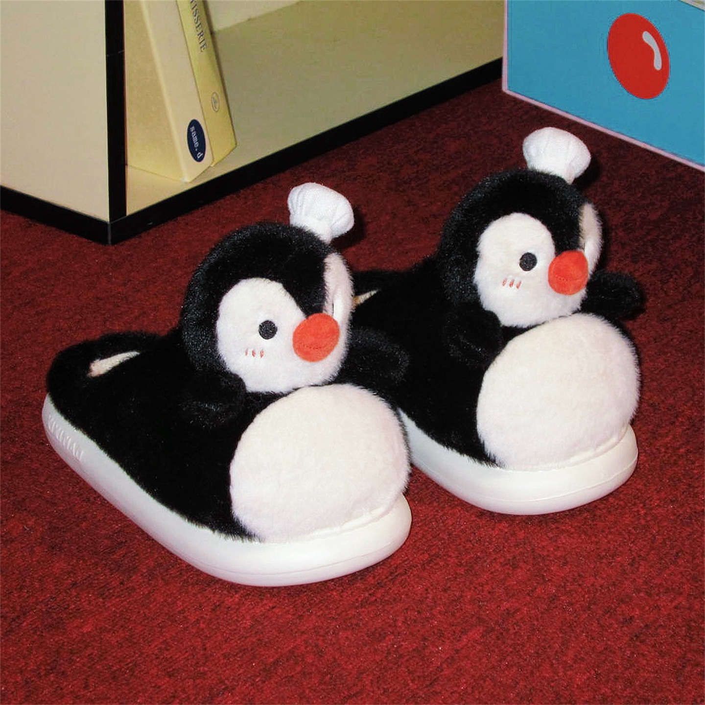 少女心帽子企鹅棉拖鞋女冬季保暖
