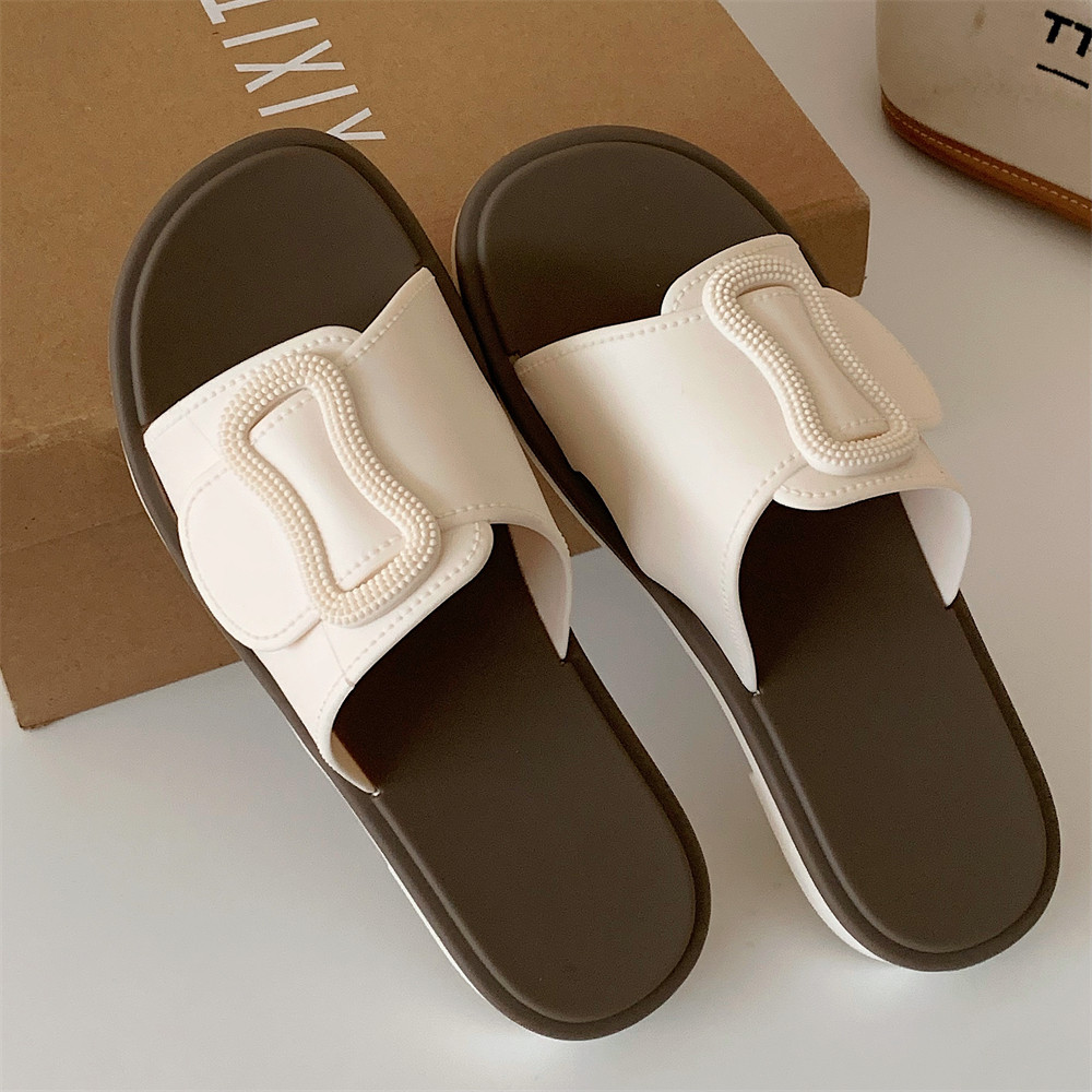 度假韩系学生复古拼色一字凉拖夏天女士休闲简约网红平底沙滩拖鞋,女鞋,一字拖,淘宝优惠券,粉丝福利购,淘宝优惠卷