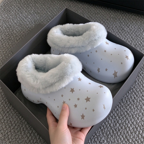 韩系y2k星星棉拖鞋冬外穿增高