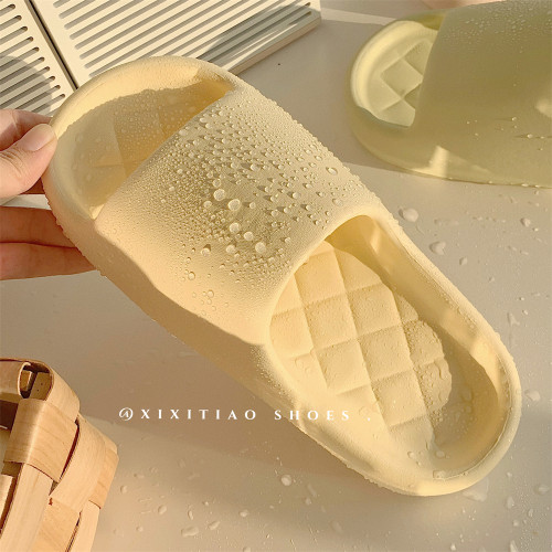 简约纯色菱格EVA防滑情侣凉拖鞋