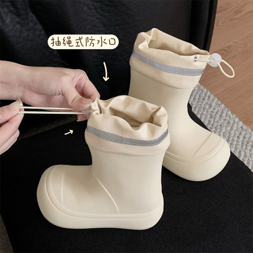 创意防水抽绳束口防滑儿童雨靴