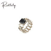 Riotlily艾特里里都市链接戒指黑金锆石镂空链条个性 礼物 出游季