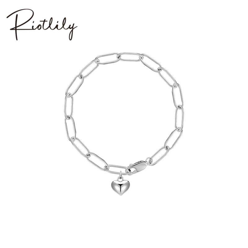 Riotlily艾特里里初见之心手链金属手饰简约俏皮爱心圣诞送女友