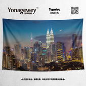 东南亚马来西亚吉隆坡双子塔城市建筑风景写真装 饰背景布海报挂布