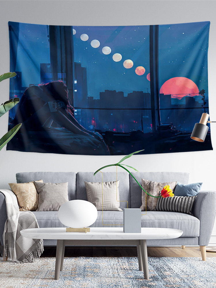 소녀 캐릭터 다시 그림 크리 에이 티브 인터넷 연예인 여대생 기숙사 침실 장식 배경 벽 천 포스터 교수형 천