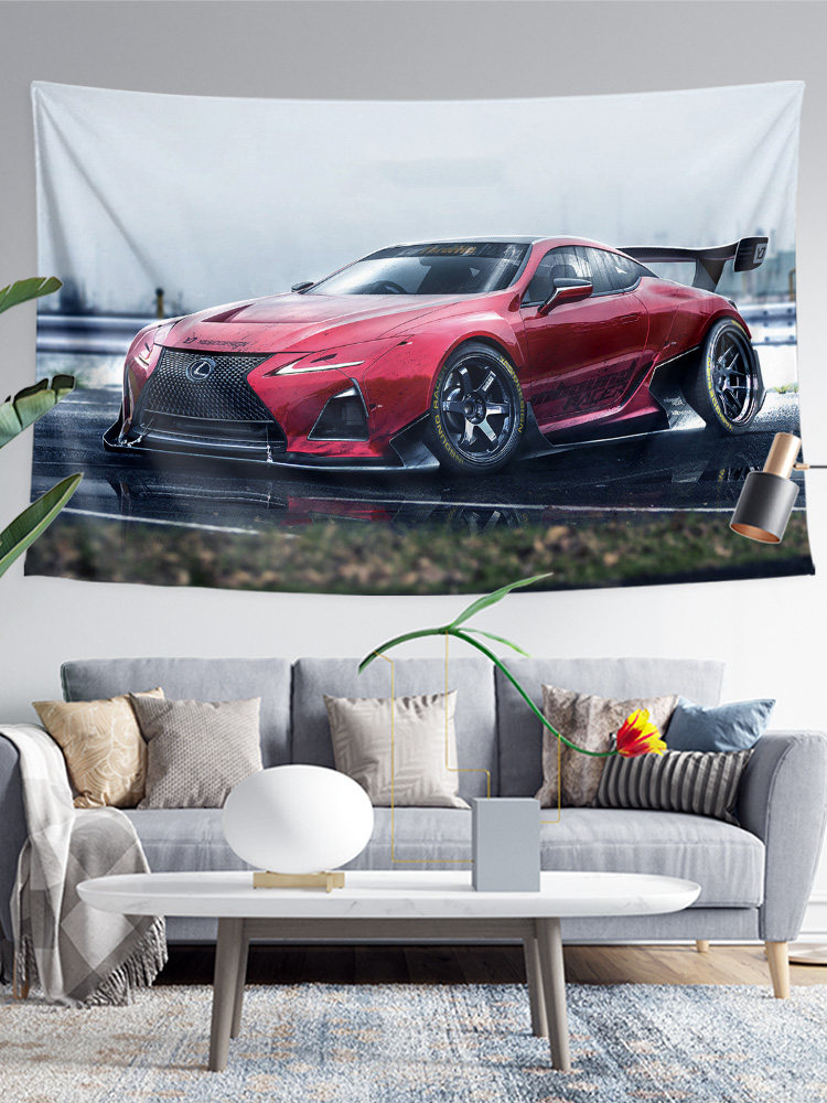 LEXUS RC LC 스포츠카 주변 차고 장식 거실 포스터 배경 천으로 매달려 천 벽 취재 태피스트리