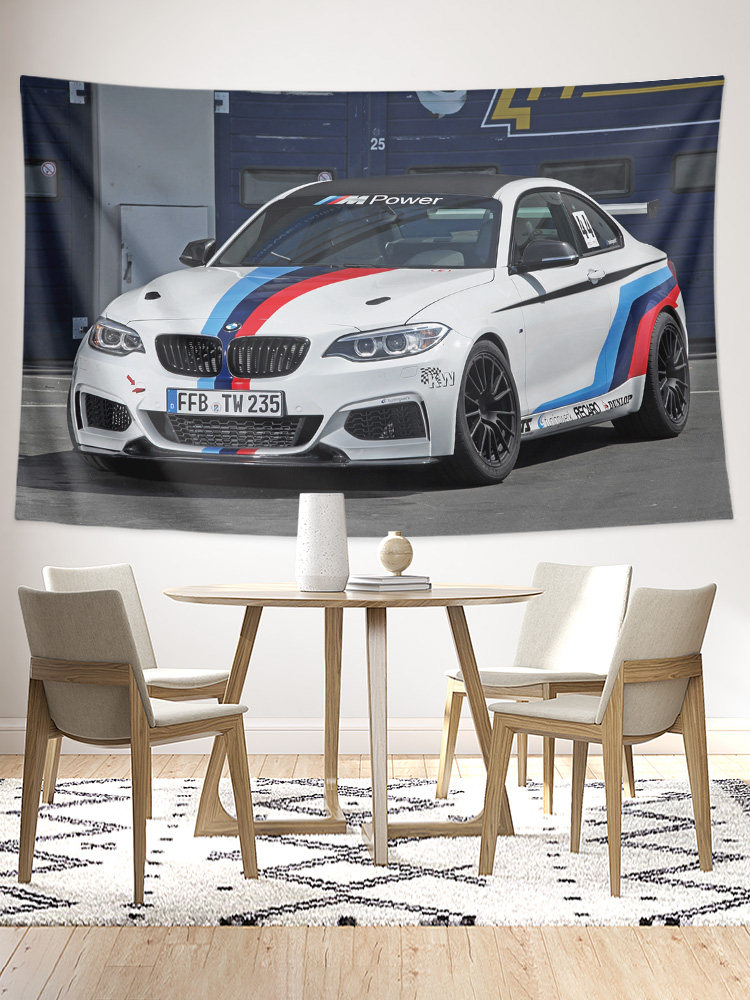 BMW 2 시리즈 M240I 225I 소형 자동차 경주 주변 장식 배경 벽 천 포스터 매달려 태피스트리 그림