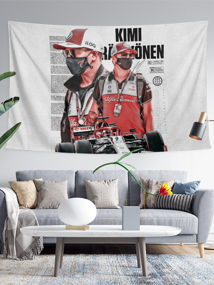 ICEMAN KIMI KIMI RAIKKONEN F1 드라이버 주변 장치 사용자 정의 장식 포스터 배경 벽 천으로 벽 천 태피스트리