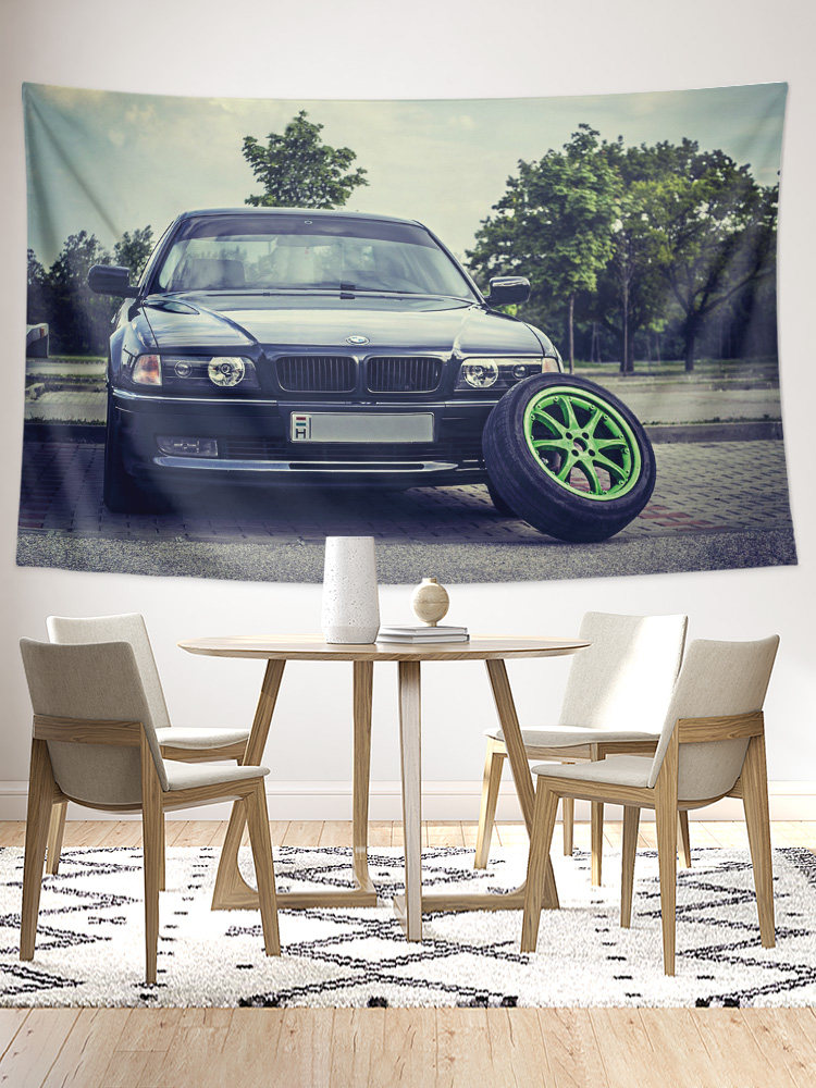 오래된 BMW 7 시리즈 M7 E38 복고풍 독일 수정 자동차 주변 장식 배경 벽 천 포스터 담요 교수형 천
