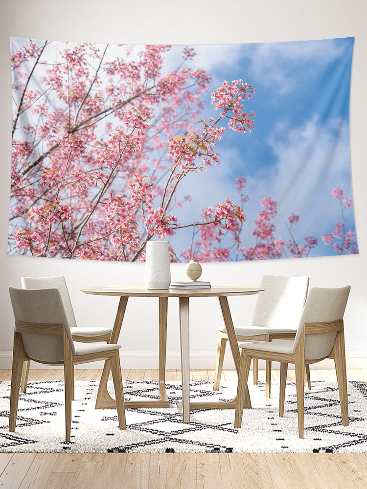 로맨틱 여성스러운 스타일 벚꽃 인터넷 연예인 심기 기숙사 침실 머리맡 벽 천으로 장식 배경 천 포스터 교수형 천 태피스트리