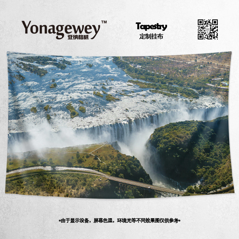 维多利亚瀑布莫西奥图尼亚大瀑布创意装饰海报背景布墙布挂毯挂布