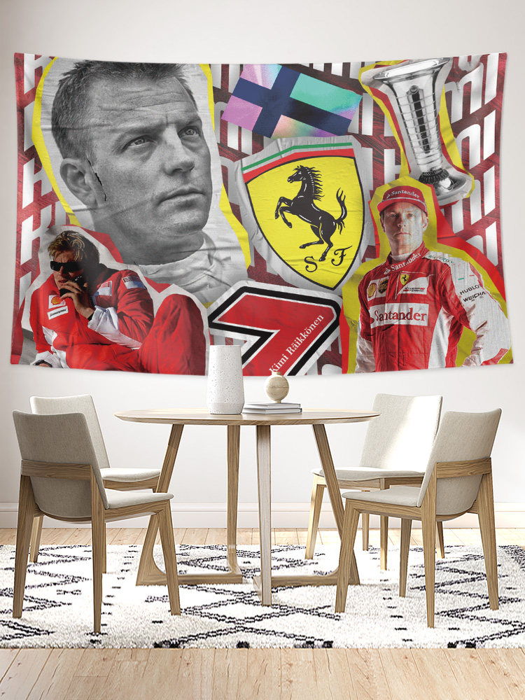 ICEMAN KIMI KIMI RAIKKONEN F1 드라이버 주변 장치 사용자 정의 장식 포스터 배경 벽 천으로 벽 천 태피스트리