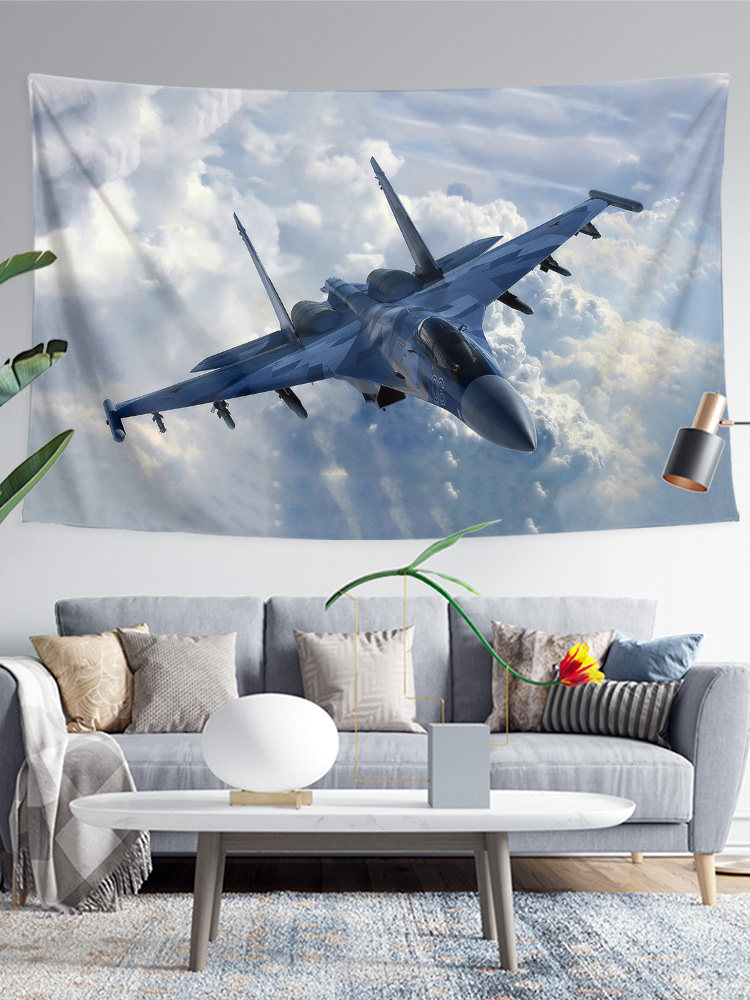 러시아 공군 SU-35 전투기 군용 항공기 주변 장식 포스터 배경 천으로 태피스트리