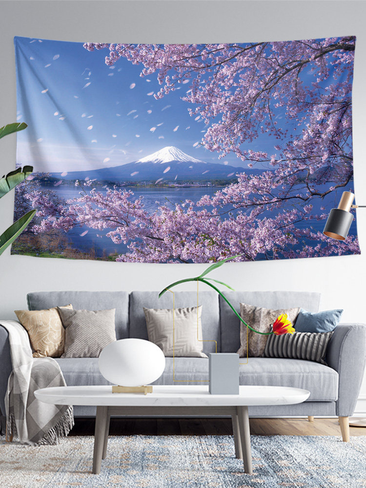 로맨틱 여성스러운 스타일 벚꽃 인터넷 연예인 심기 기숙사 침실 머리맡 벽 천으로 장식 배경 천 포스터 교수형 천 태피스트리