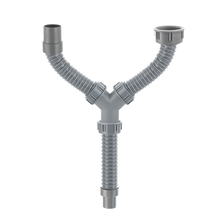 洗衣池台双面盆下水陶瓷岩板高低双盆下水一大一小Y型三通落水管