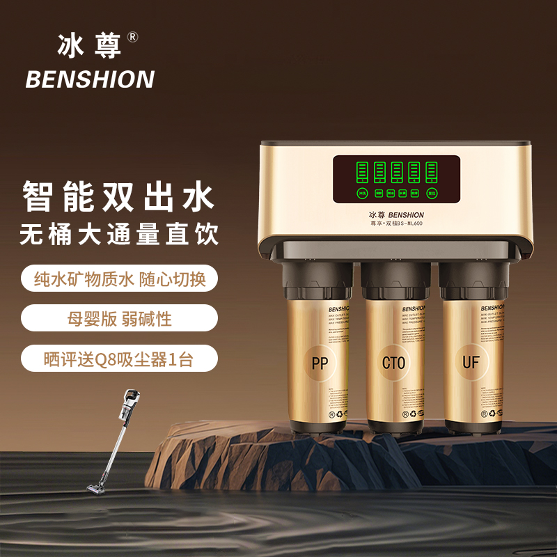 冰尊净水器家用直饮双出水厨房净水机弱碱性智能反渗透纯水机600