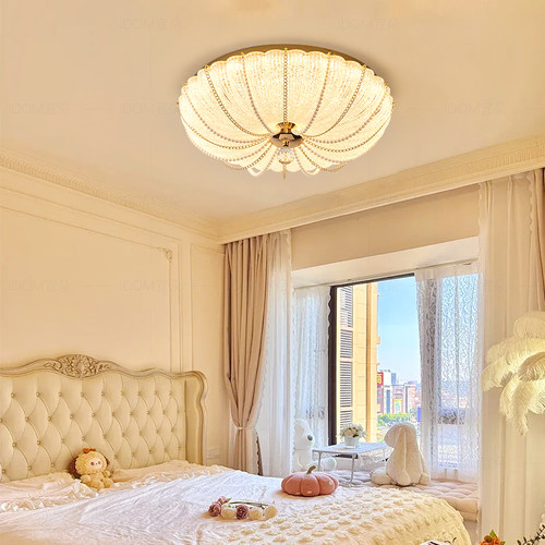 卧室灯法式轻奢高级感吸顶灯圆灯创意个性氛围感水晶灯珍珠南瓜灯