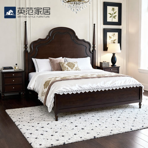 中古风全实木床法式主卧高端双人