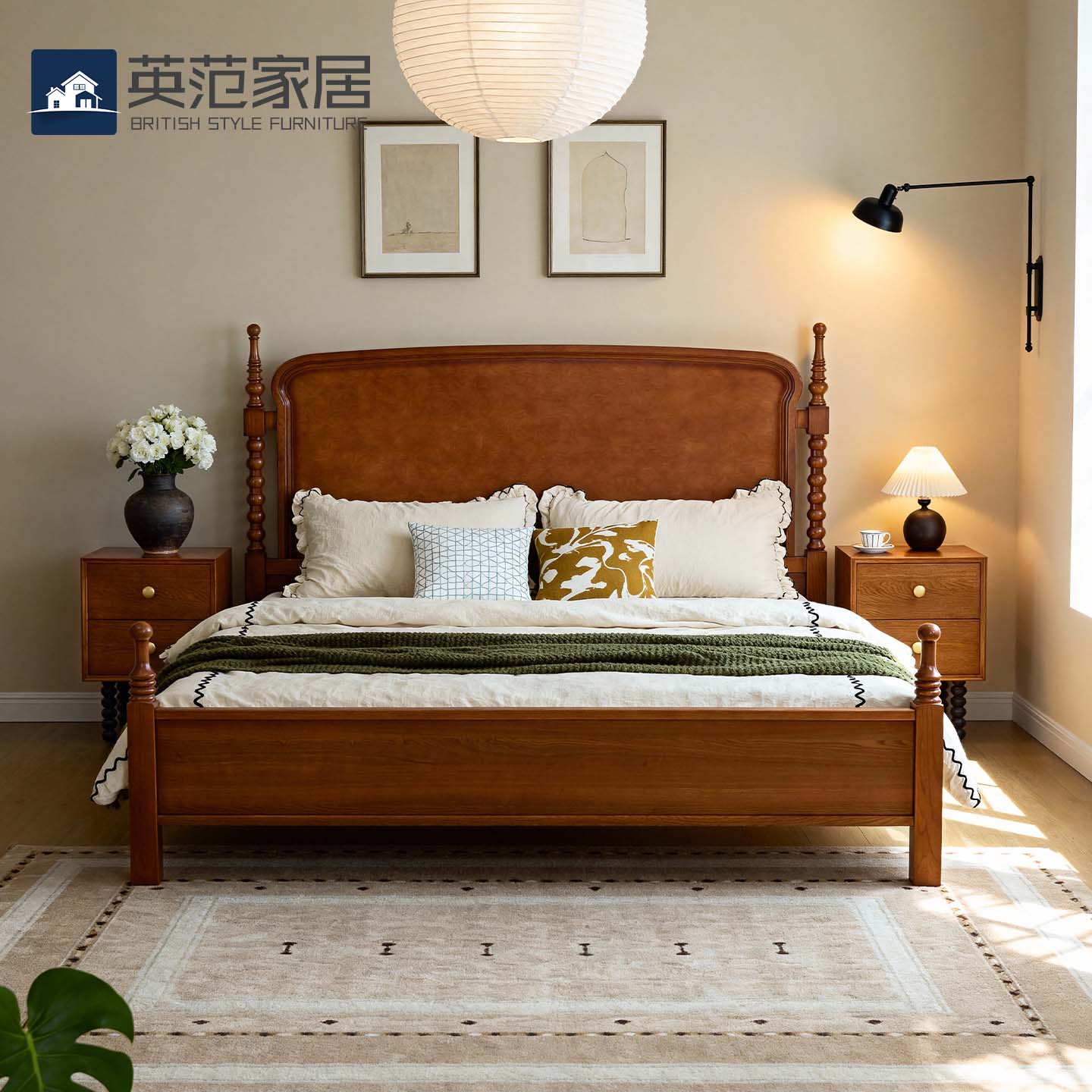 法式实木床1米8双人中古风主卧床