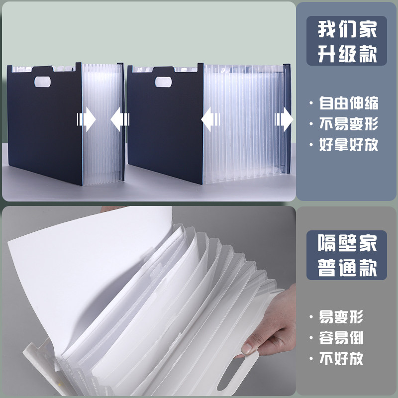 세로형 대용량 문서 수납 폴더 다층 세로형 시험지 수납 가방 학생 정보 수납 책 폴더 북 스탠드 A4 폴더 가로 세로 휴대용 아코디언 가방 사무용품