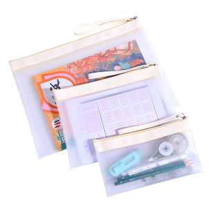 考试透明笔袋TPU防水考试专用拉链大容量文具盒初中生中考小学生高颜值笔盒公务员简约小巧便携a6网纱文具袋