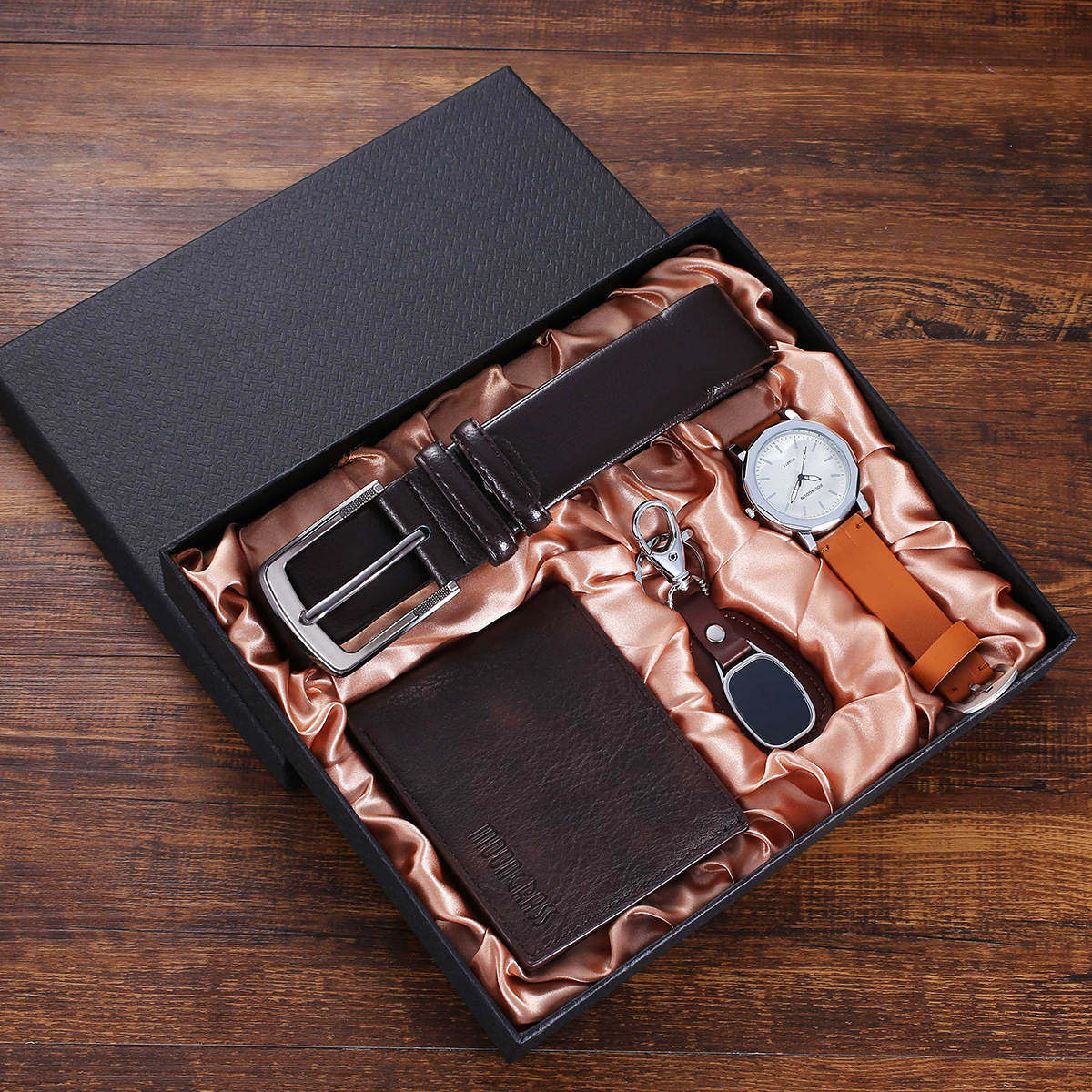 quartz wrist watch leather wallet gift set for boyfriend men