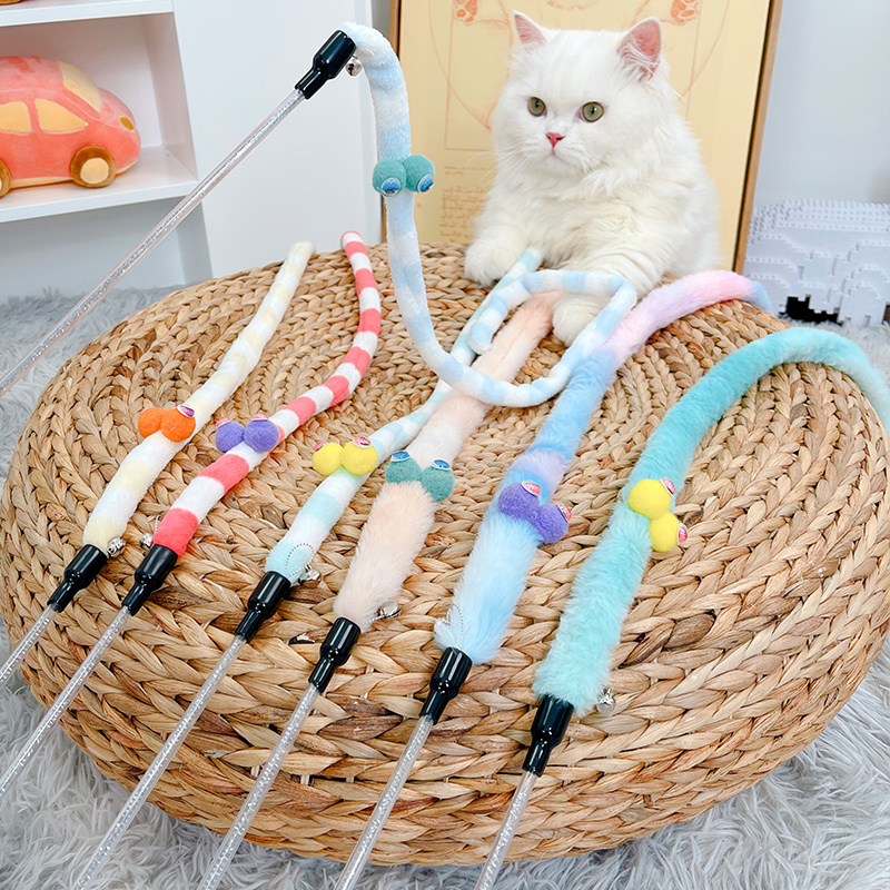 猫咪长杆毛虫逗猫棒铃铛柔软护齿