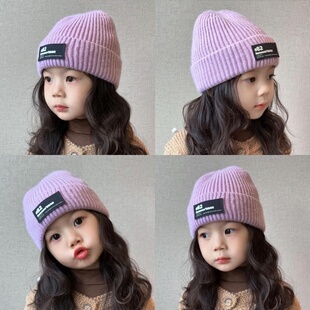 女童帽子2025新款秋冬季时髦洋气保暖儿童宝宝男孩针织毛线套头帽