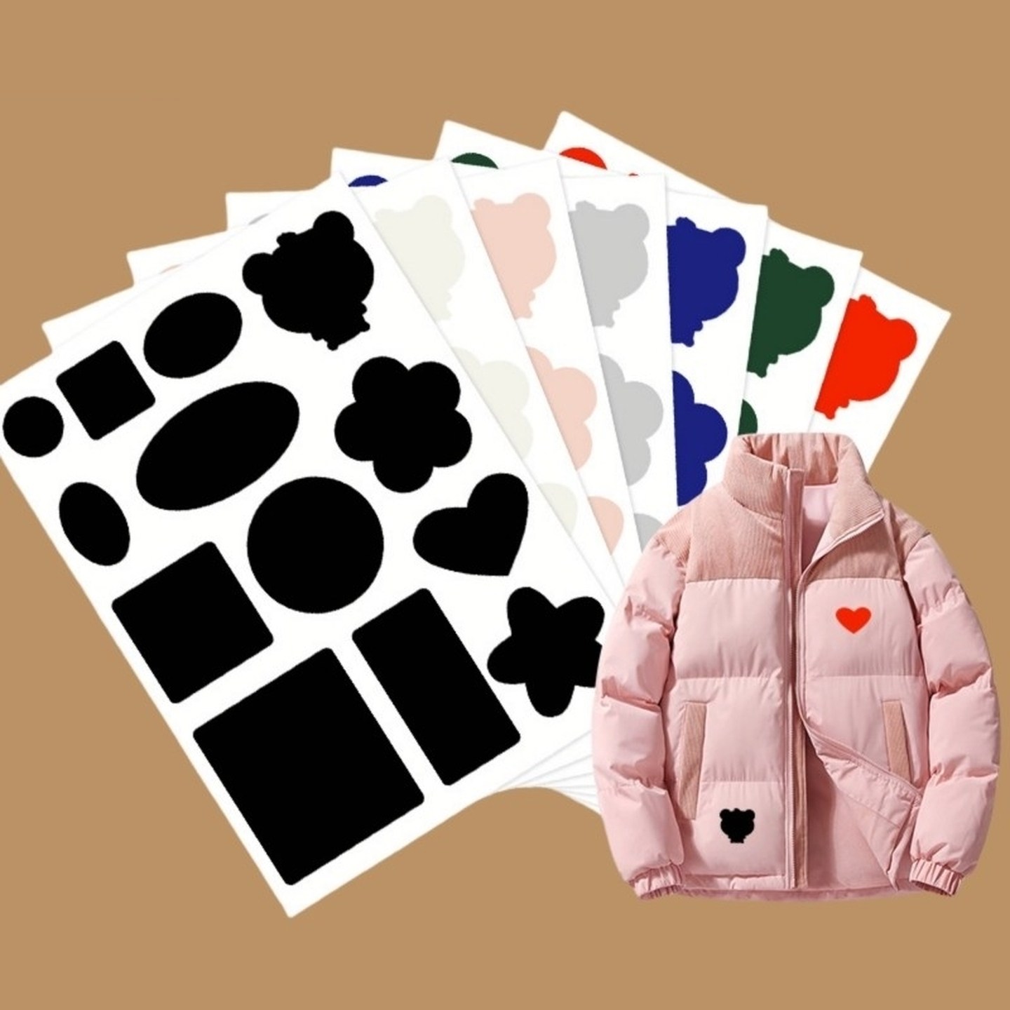 羽绒服补丁贴大号修补破洞无痕修复可水洗隐形免缝布贴自粘补衣服