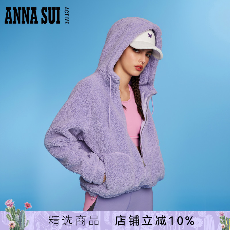 ANNASUI羊羔毛外套连帽长袖