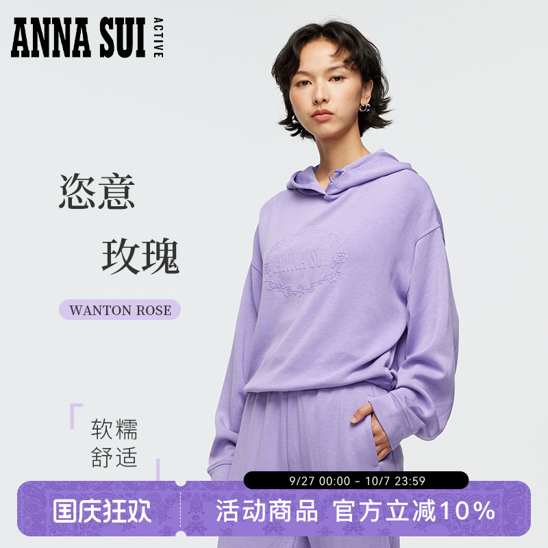 ANNASUI玫瑰印花透气短款卫衣