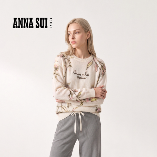 [商场同款]安娜苏运动针织毛衫女秋冬新品经典圆领卫衣 ANNASUI