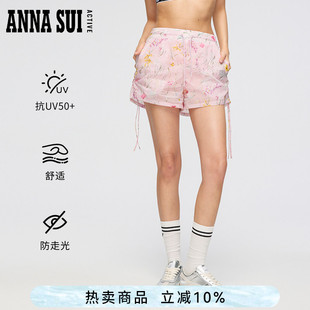 ANNA 双层防走光防晒抗uv50 运动花园印花抽绳短裤 SUI安娜苏运动