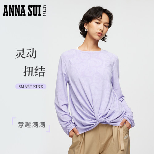 ANNASUI3A抗菌玫瑰提花长袖T恤