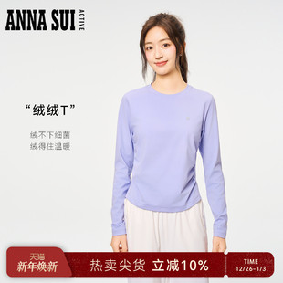 SUI安娜苏运动 T恤保暖抗菌打底衫 绒绒T 收腰长袖 女 磨毛修身 ANNA