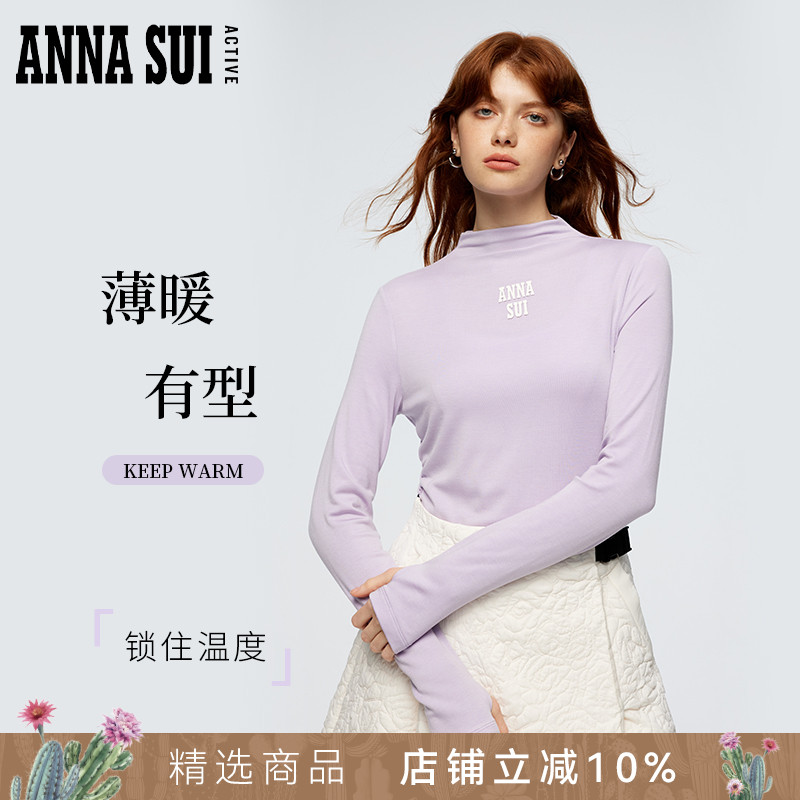 安娜苏冬季新款半高领运动T恤