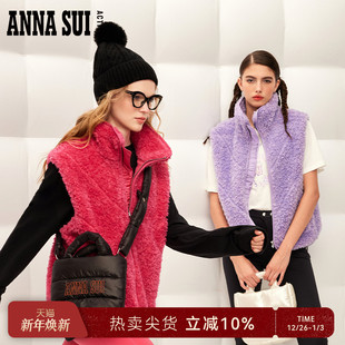 安娜系列 经典 仿泰迪卷毛立领马甲背心女 SUI安娜苏运动 ANNA