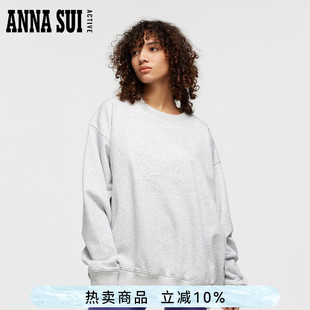 紫色卫衣立体蝴蝶logo宽松款 圆领加绒加厚 SUI安娜苏运动 ANNA