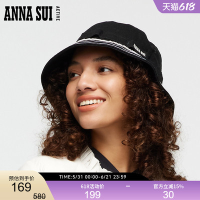 ANNASUI黑色条纹渔夫帽