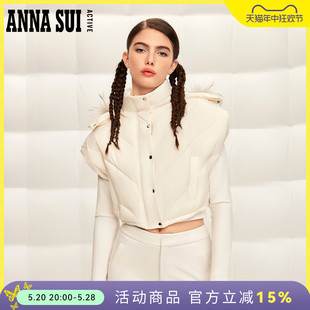 羽绒马甲短款 ANNA 女 新款 经典 毛领帽90%白鹅绒无袖 安娜系列 SUI