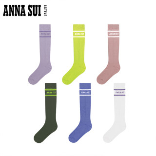 ANNA SUI 撞色长筒运动长袜秋冬女士弹力潮流袜子